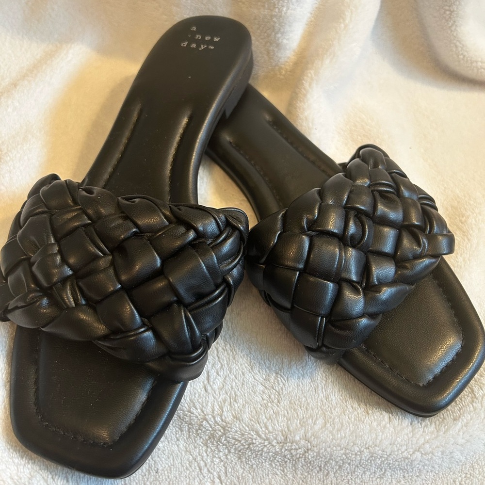 A new day black quilted sandals